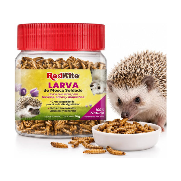 RedKite larva de mosca soldado deshidratada, snack para hurón, erizo y mapache, 30 g