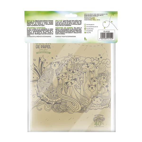 CUEVA DE PAPEL CON CATNIP PARA GATO FANCY PETS