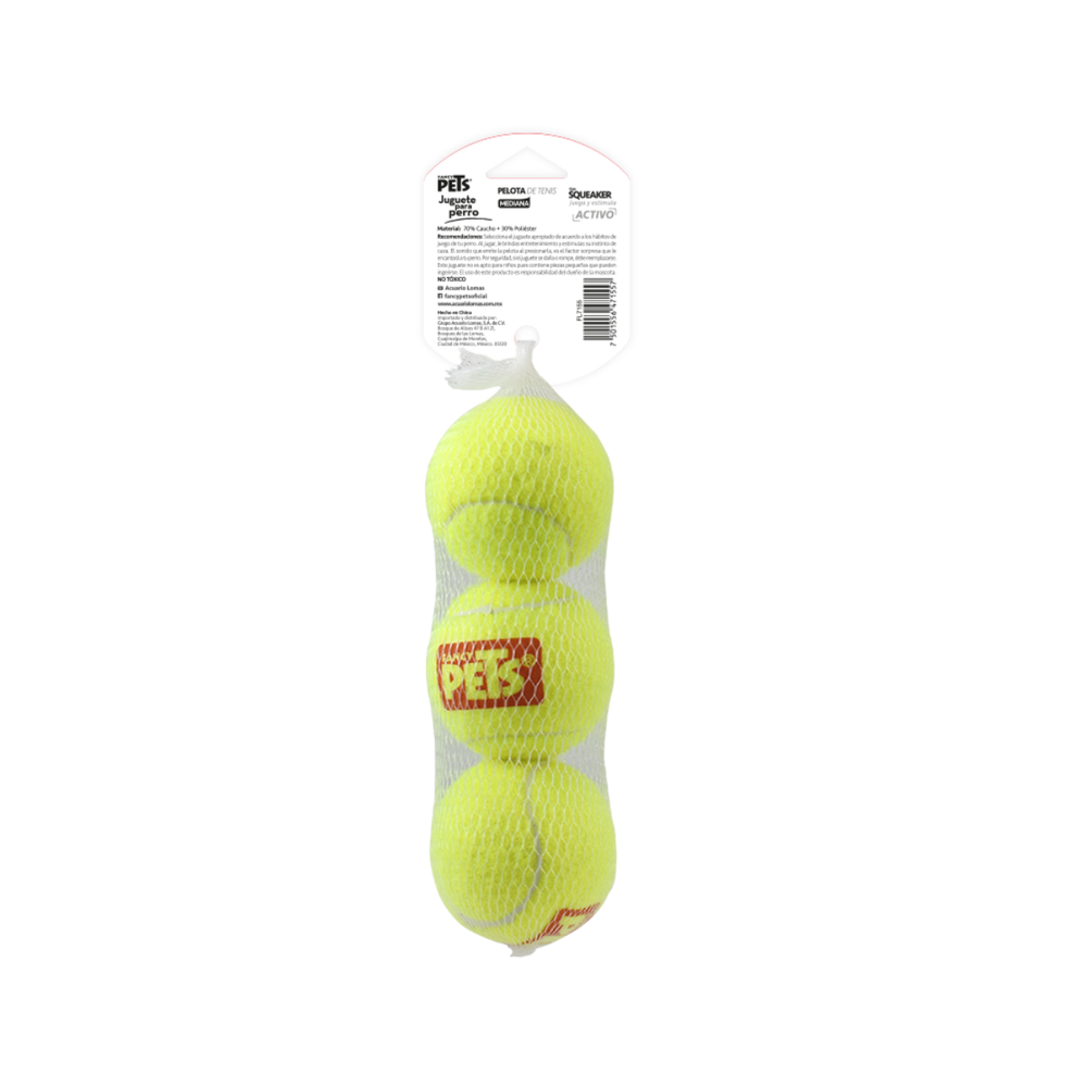 JUGUETE PELOTA MEDIANA DE TENIS CON SQUEAKER FANCY PETS