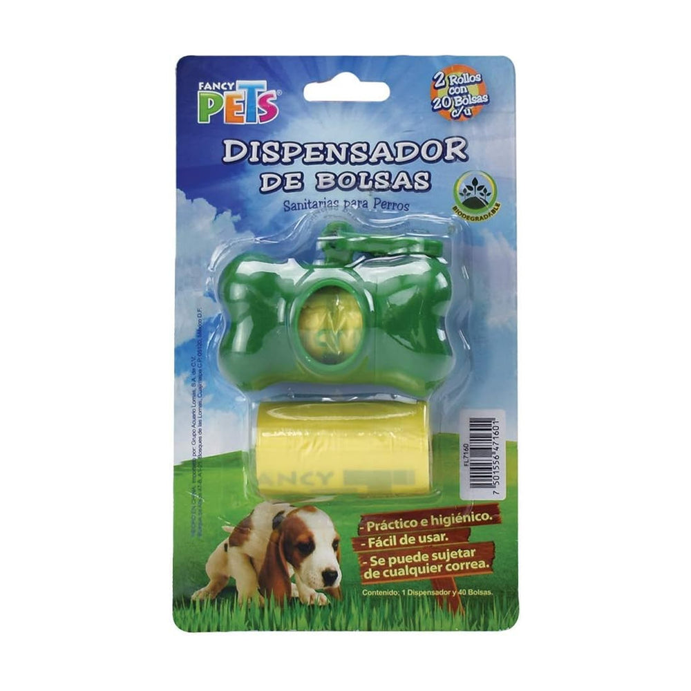 Fancy Pets dispensador de bolsas sanitarias en forma de hueso para perro, con 40 bolsas