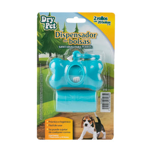 Dry Pet dispensador de bolsas sanitarias en forma de hueso para perro, con 40 bolsas