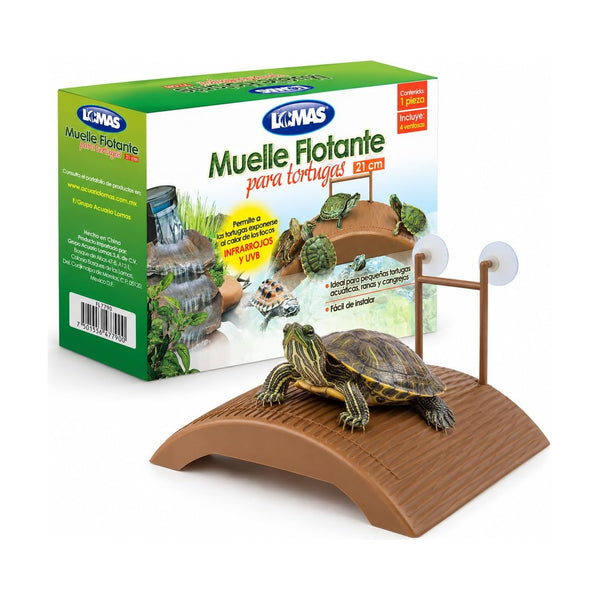 Lomas muelle flotante para tortugas con ventosas, 21 cm