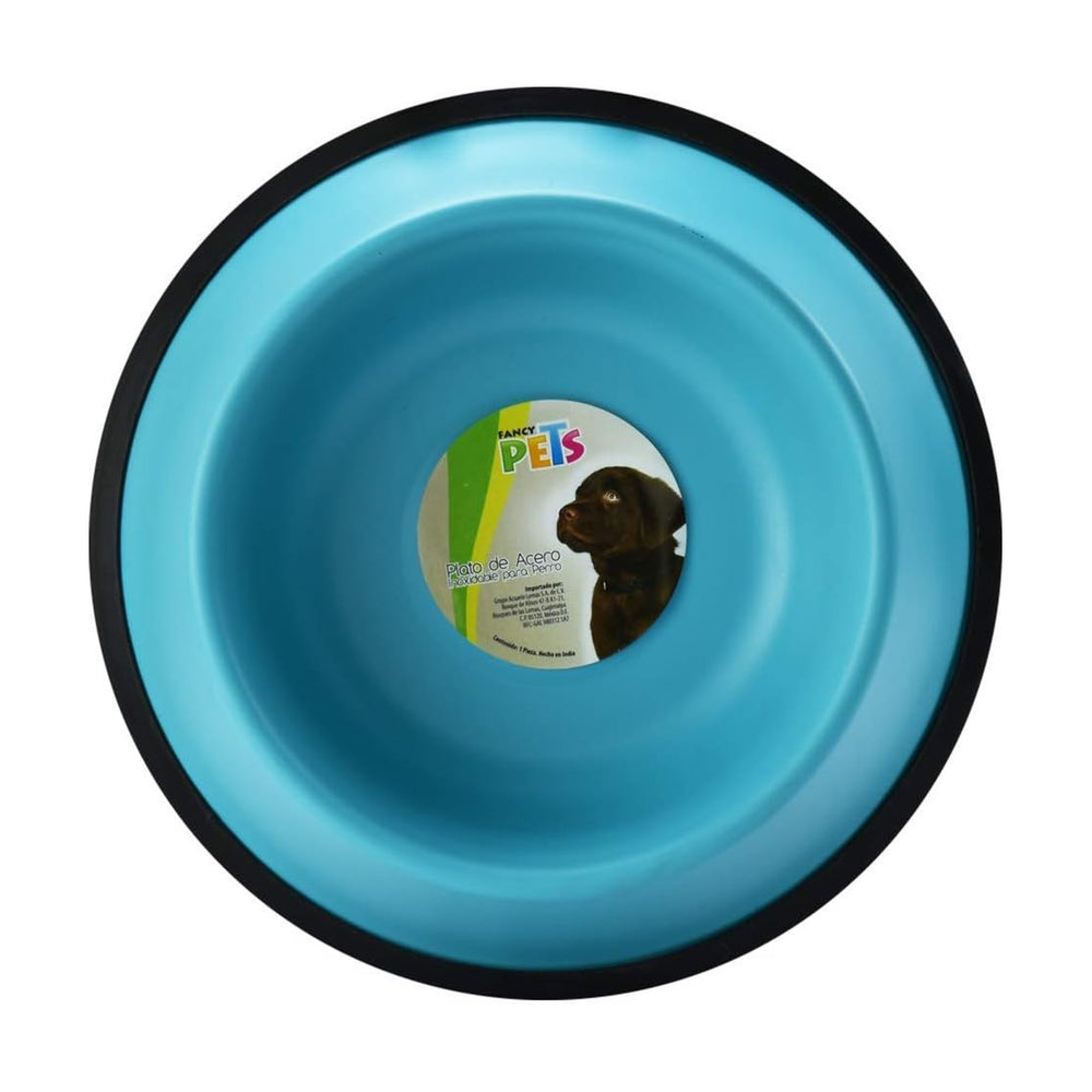 Fancy Pets plato de acero inoxidable de colores con base antiderrapante para perro