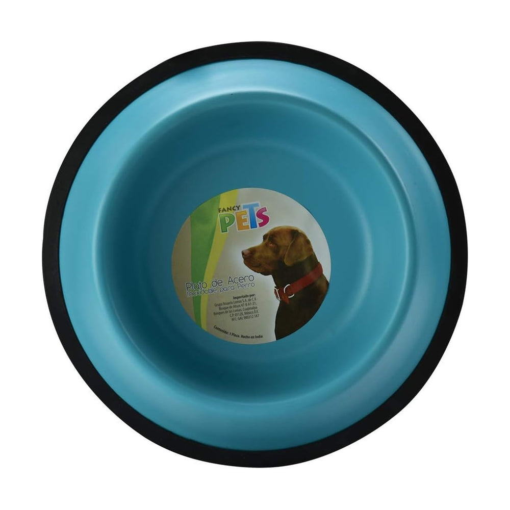 Fancy Pets plato de acero inoxidable de colores con base antiderrapante para perro