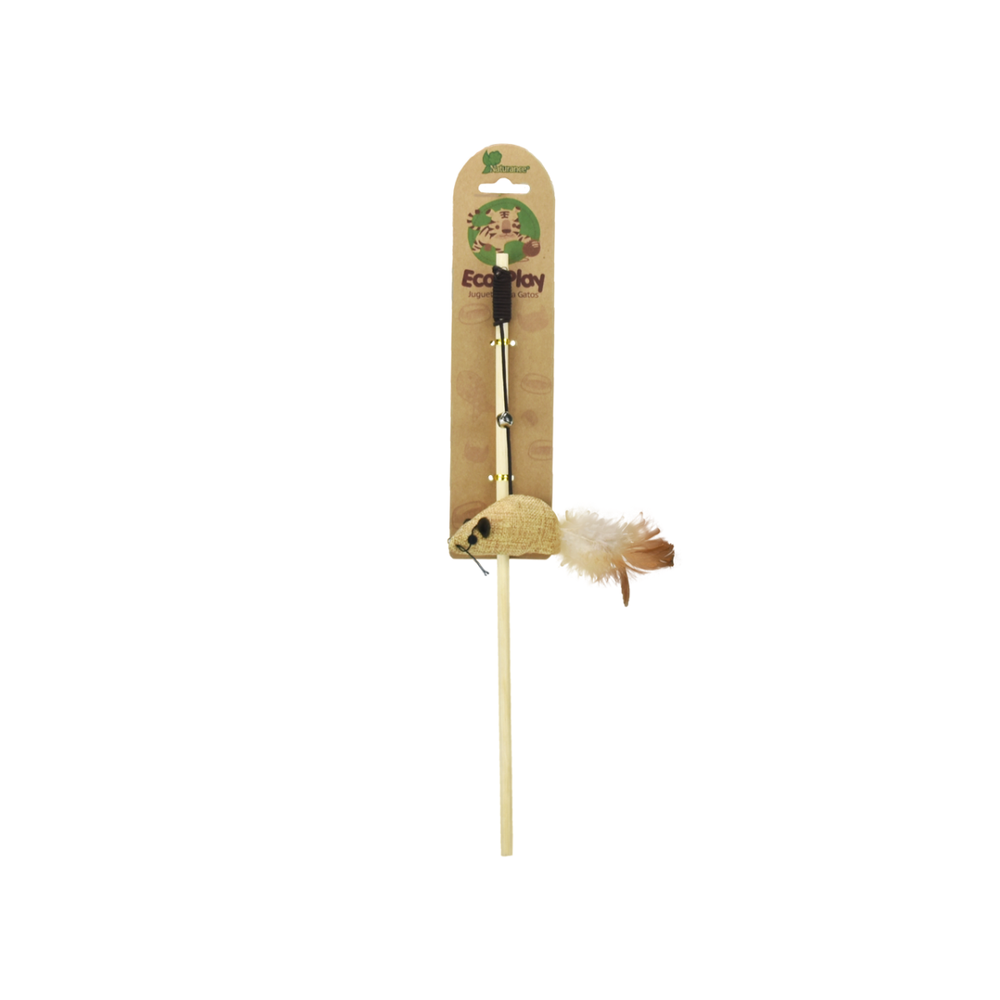 JUGUETE CAÑA CON RATON PARA GATO ECOPLAY FANCY PETS