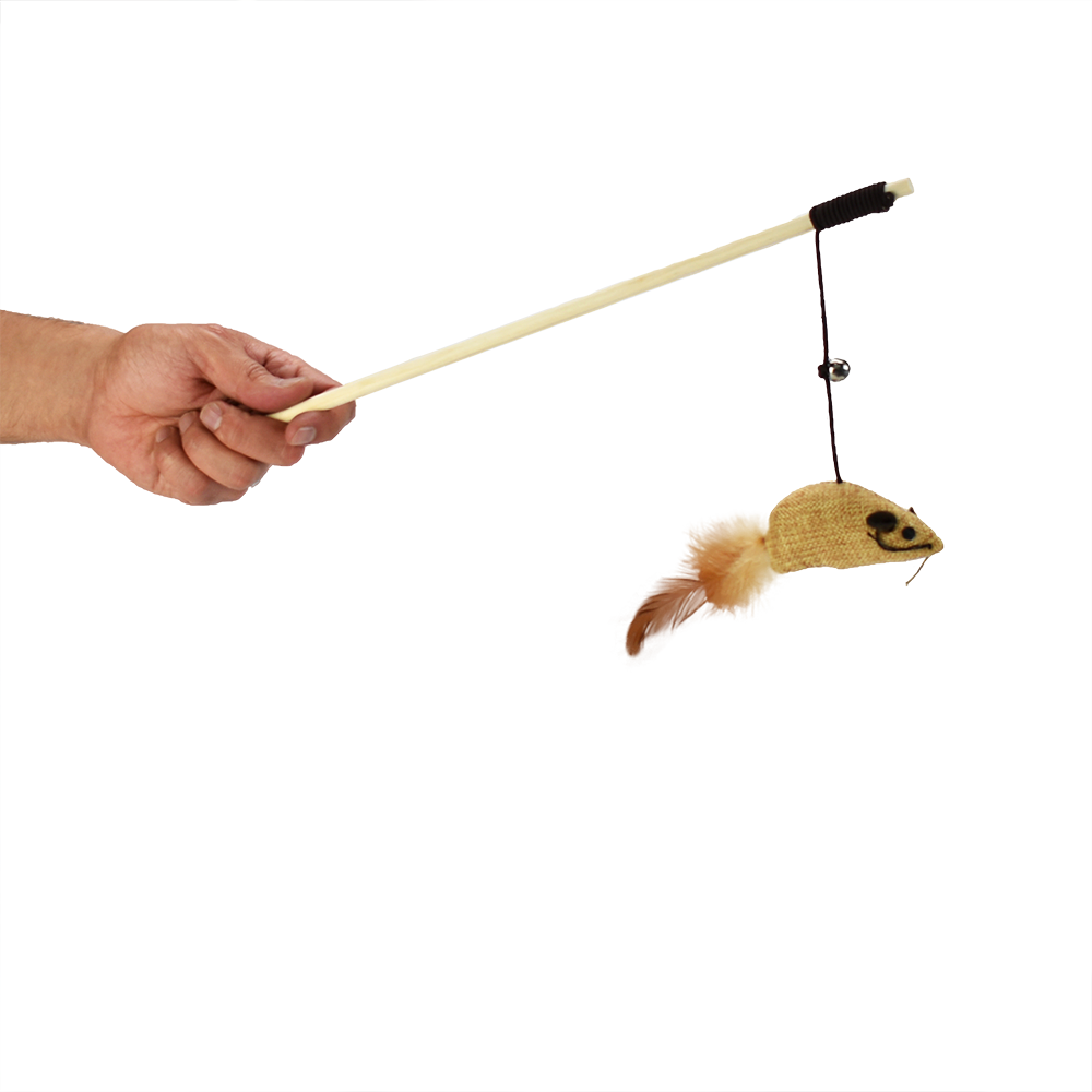 JUGUETE CAÑA CON RATON PARA GATO ECOPLAY FANCY PETS