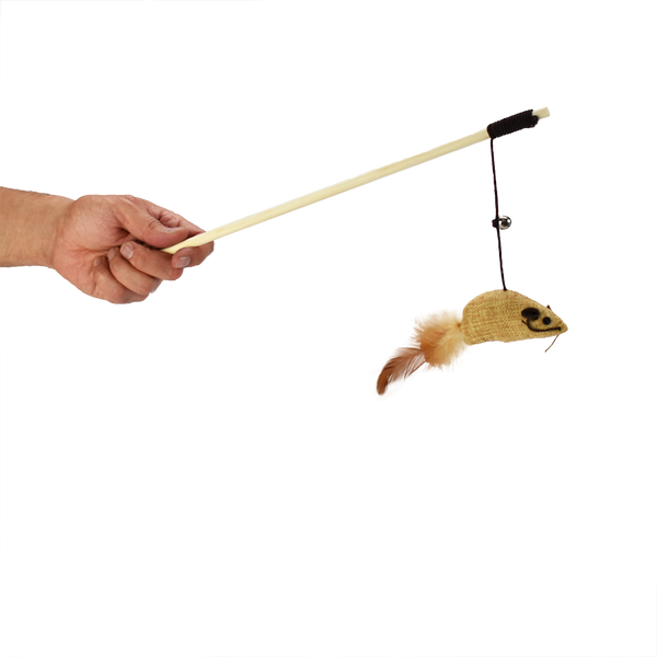 JUGUETE CAÑA CON RATON PARA GATO ECOPLAY FANCY PETS