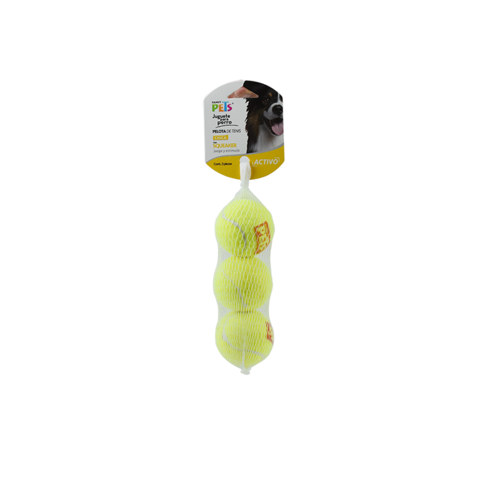 JUGUETE PELOTA CHICA DE TENIS CON SQUEAKER FANCY PETS