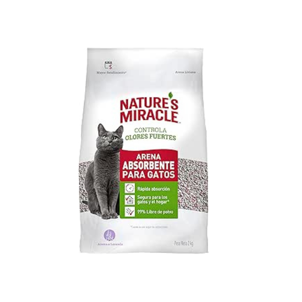 ARENA PARA GATO SUPER ABSORBENTE CON AROMA LAVANDA 2KG  NATURES MIRACLES