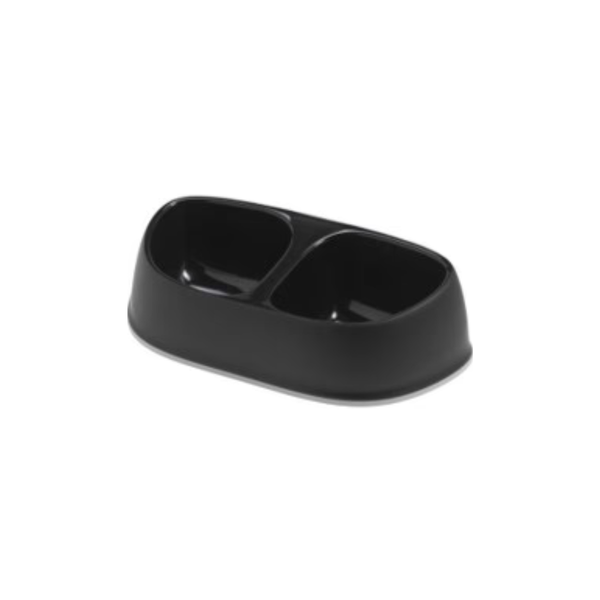 PLATO PARA MASCOTA DOBLE SENSIBOWL 2 X 700 ML NEGRO MODERNA