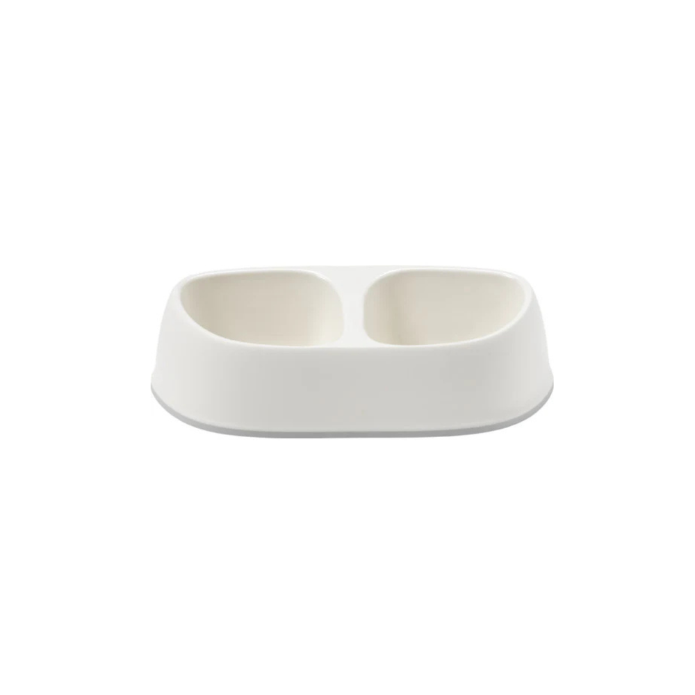PLATO DOBLE PARA MASCOTA SENSIBOWL 2 X 700 ML BLANCO MODERNA