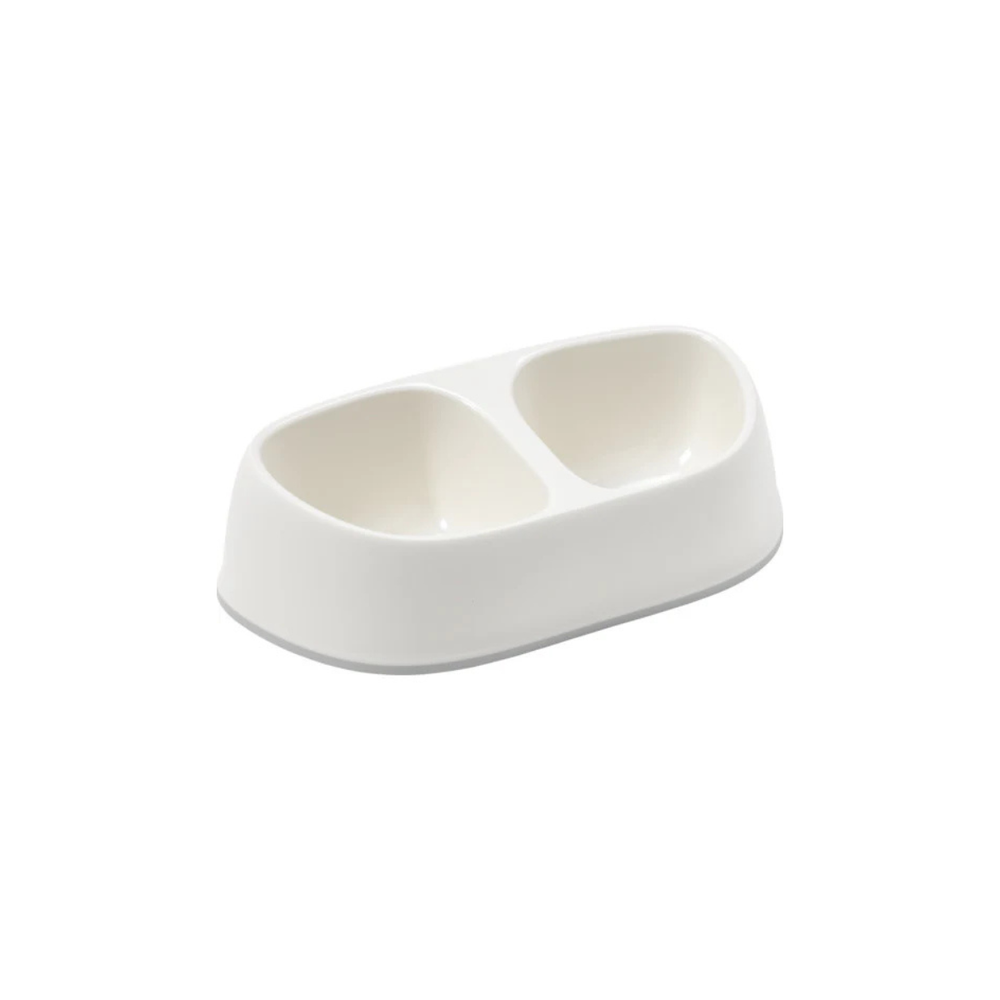 PLATO DOBLE PARA MASCOTA SENSIBOWL 2 X 700 ML BLANCO MODERNA