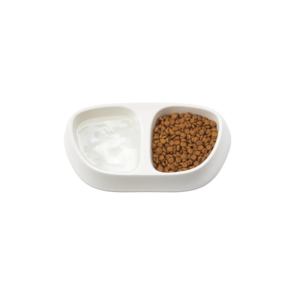 PLATO DOBLE PARA MASCOTA SENSIBOWL 2 X 700 ML BLANCO MODERNA