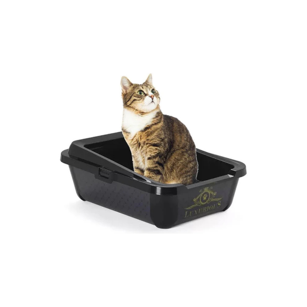 ARENERO PARA GATO - HERCULES LUXURIOUS PET NEGRO GRANDE 50CM MODERNA