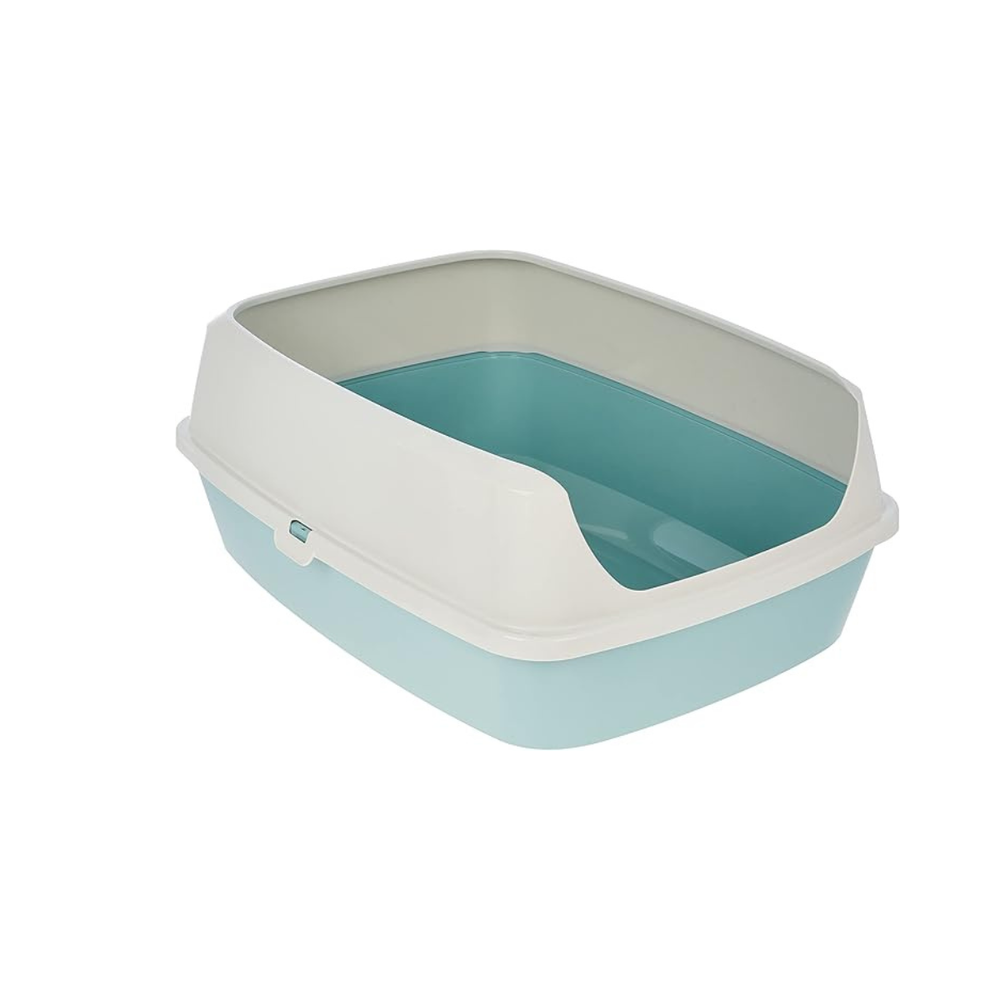 ARENERO ABIERTO CON BORDE PARA GATO GRANDE COLOR AQUA MODERNA