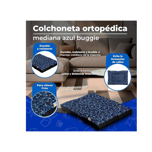 COLCHONETA ORTOPEDICA MED AZUL BUGGIE