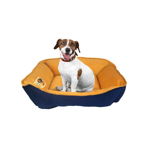 CAMA PARA MASCOTAS DOBLE VISTA CAPRI MOSTAZA MARINO FANCY PETS