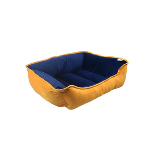 CAMA PARA MASCOTAS DOBLE VISTA CAPRI MOSTAZA MARINO FANCY PETS