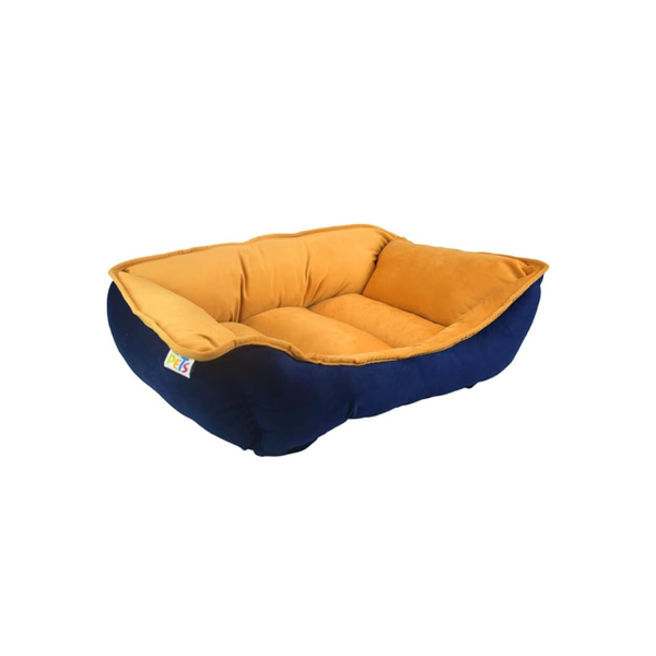 CAMA PARA MASCOTAS DOBLE VISTA CAPRI MOSTAZA MARINO FANCY PETS