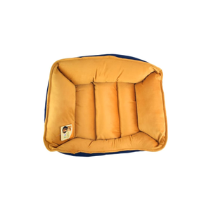 CAMA PARA MASCOTAS DOBLE VISTA CAPRI MOSTAZA MARINO FANCY PETS