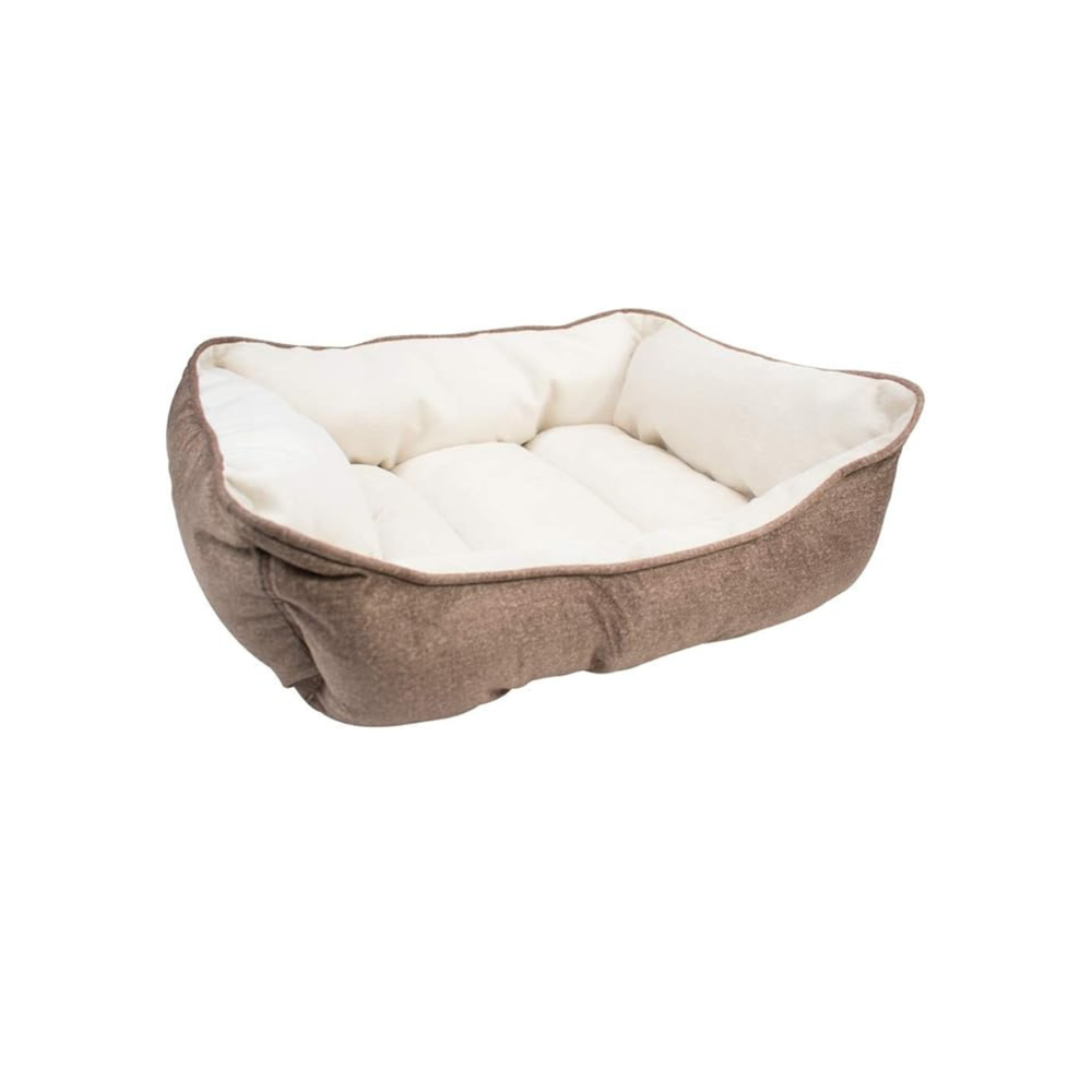 CAMA PARA MASCOTAS DOBLE VISTA CAFE Y BEIGE FANCY PETS