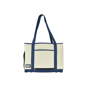 BOLSA DE MANO DE TELA BEIGE CON AZUL FANCY PETS