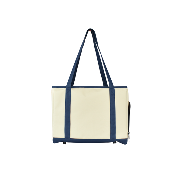BOLSA DE MANO DE TELA BEIGE CON AZUL FANCY PETS