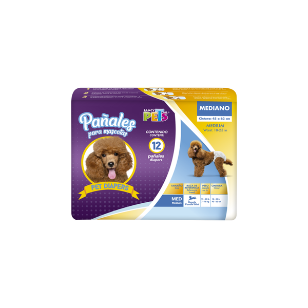 PAÑAL PARA PERRO MED 12 PZAS FANCY PETS