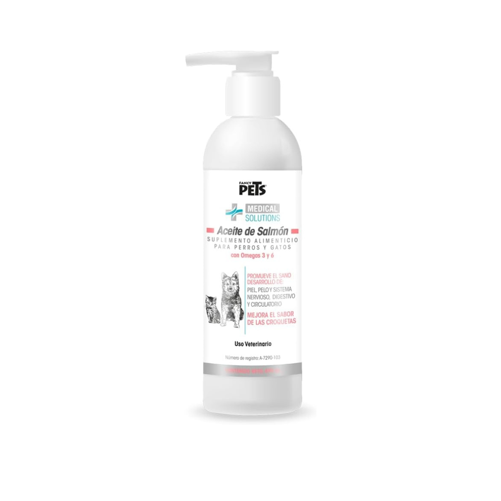 SUPLEMENTO ACEITE DE SALMON CON OMEGA 3 490ML FANCY PETS