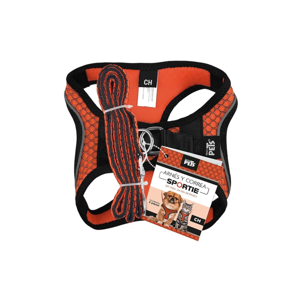 SET ARNES Y CORREA SPORTIE MED NARANJA FANCY PETS