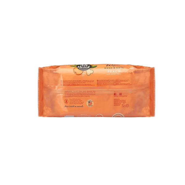 TOALLAS HIPOALERGÉNICAS CON AROMA DURAZNO CON ALOE VERA PERRO Y GATO PET HEAD