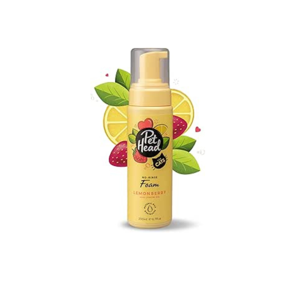 ESPUMA PARA BAÑO PARA GATO EN SECO LEMONBERRY CON ACEITE DE LIMÓN PET HEAD