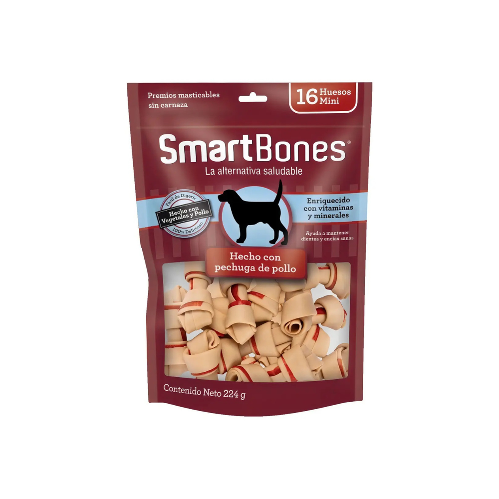 PREMIOS PARA PERRO HUESOS POLLO MINI (16 PZS) SMARTBONES