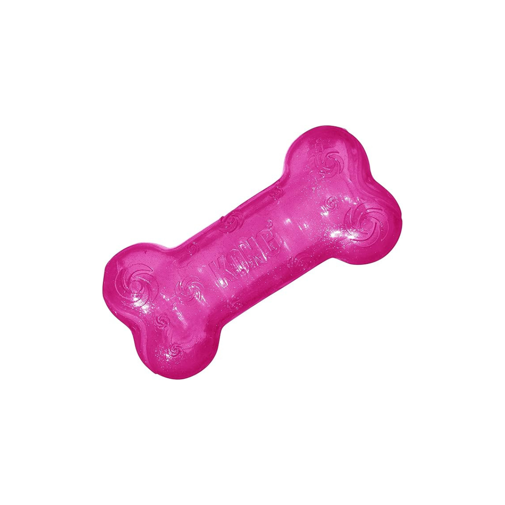 JUGUETE PARA PERRO HUESO SQUEEZZ CRACKLE MEDIANO KONG