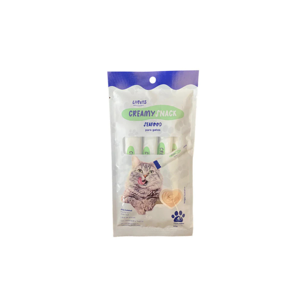ALIMENTO HUMEDO PARA GATO CREAMY SNACK SEAFOOD LOPETS