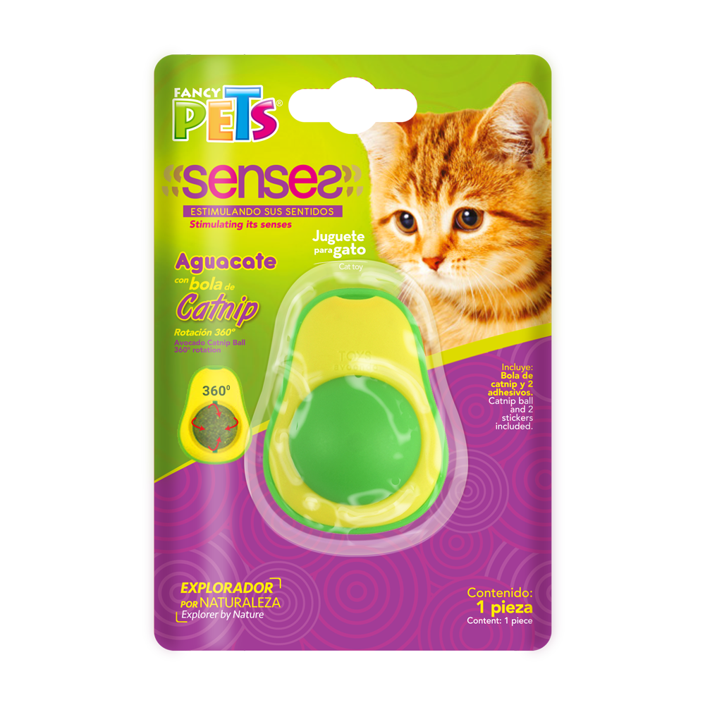 JUGUETE AGUACATE CON BOLA DE CATNIP PARA  GATO PLAY FANCY PETS