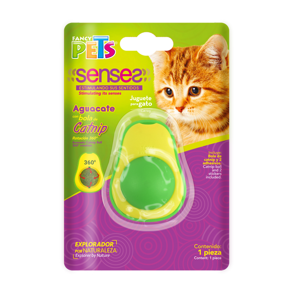 JUGUETE AGUACATE CON BOLA DE CATNIP PARA  GATO PLAY FANCY PETS