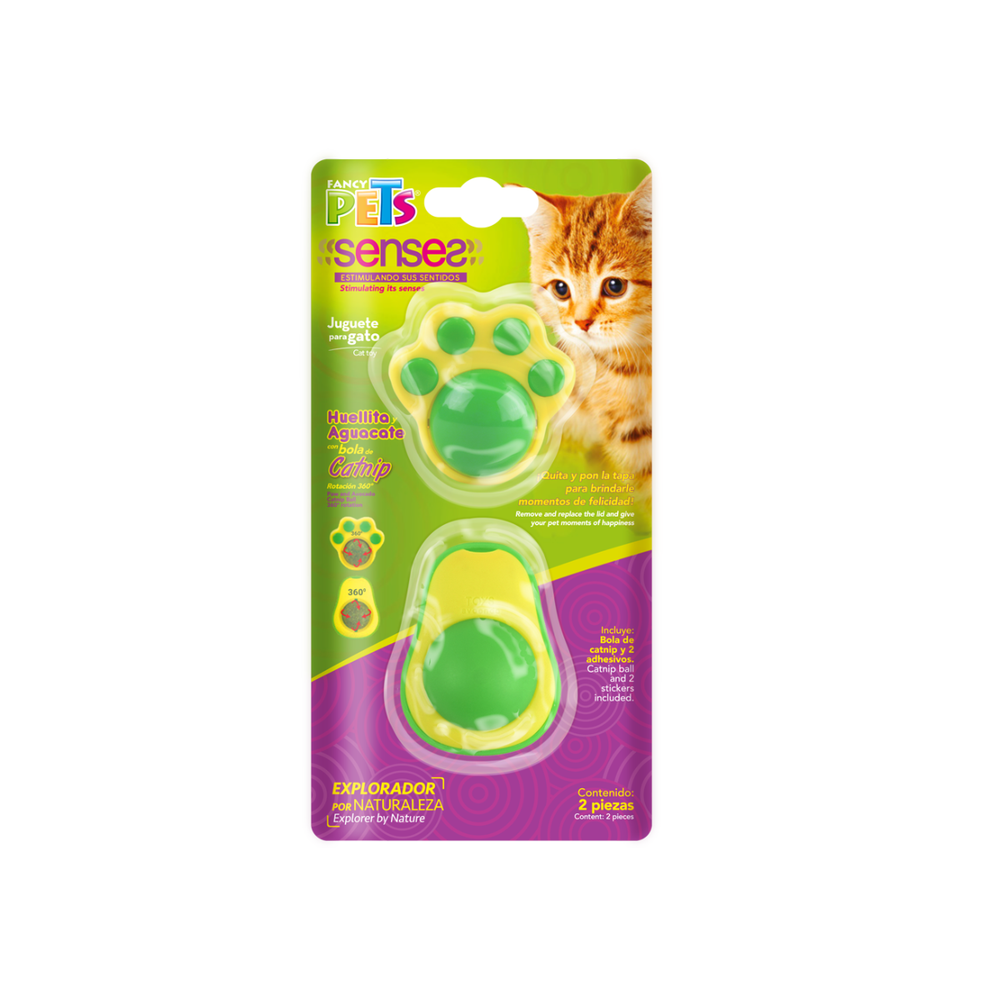 JUGUETES CON BOLA DE CATNIP PARA GATO 2 PZAS FANCY PETS