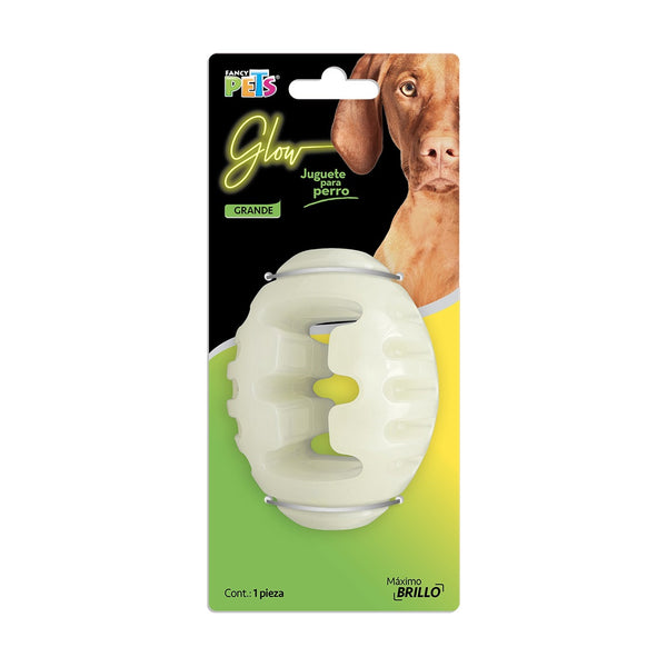 Fancy Pets Glow balón de rugby que brilla en la oscuridad para perro, grande