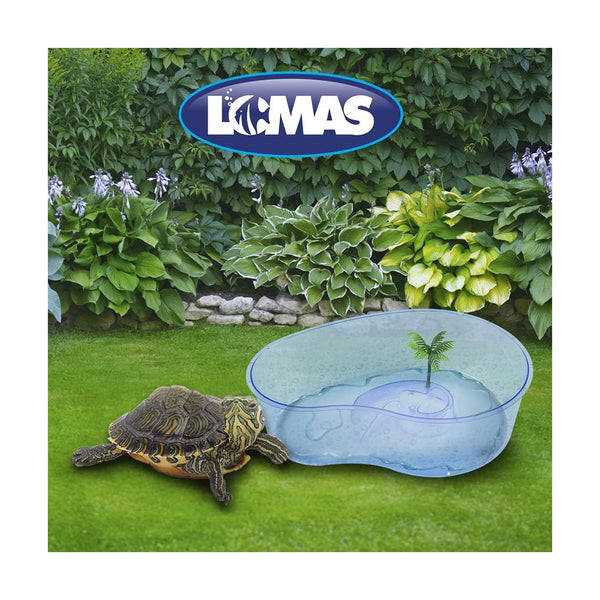 Lomas tortuguero en forma de riñón con rampa y palmera para tortugas, 35 cm