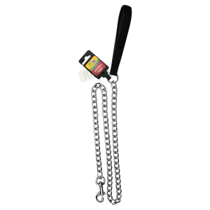 CORREA PARA PERRO NEGRA CON CADENA METALICA (2.0 MM) 120 CM FANCY PETS