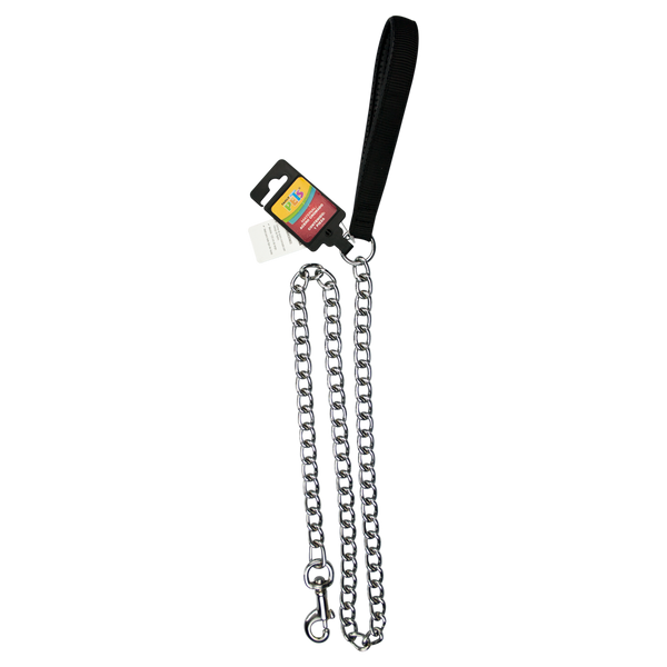 CORREA PARA PERRO NEGRA CON CADENA METALICA (2.0 MM) 120 CM FANCY PETS