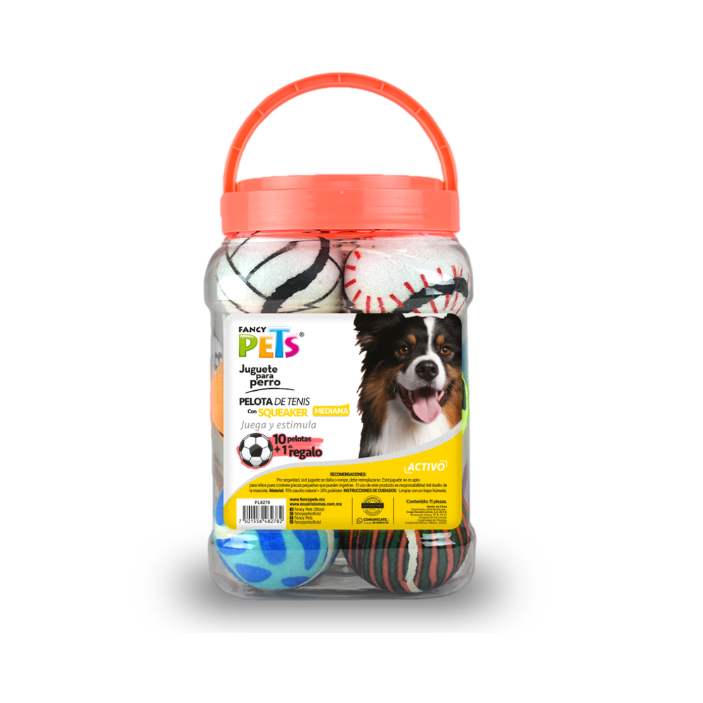 JUGUETE PELOTAS DE TENIS CON SQUEAKER VITROLERO FANCY PETS