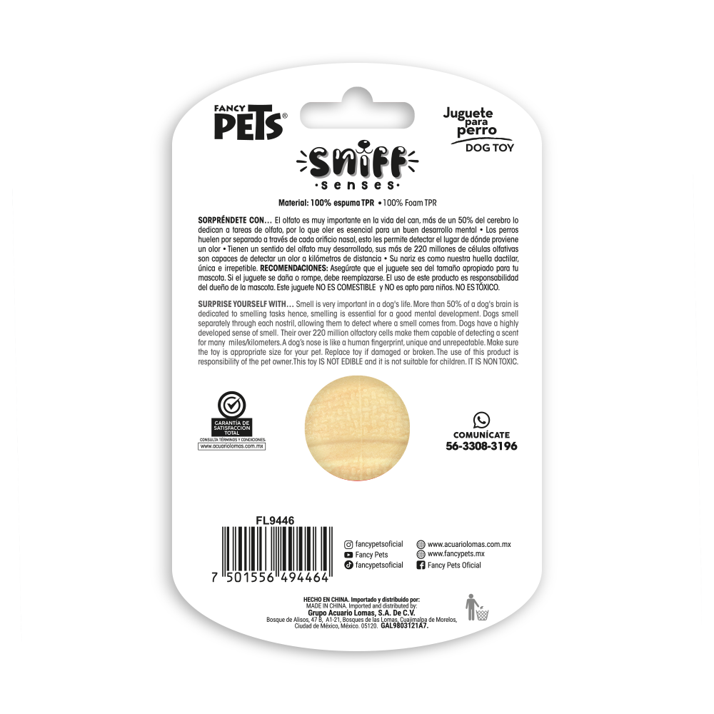 JUGUETE PELOTA CON AROMA VAINILLA SNIFF FANCY PETS