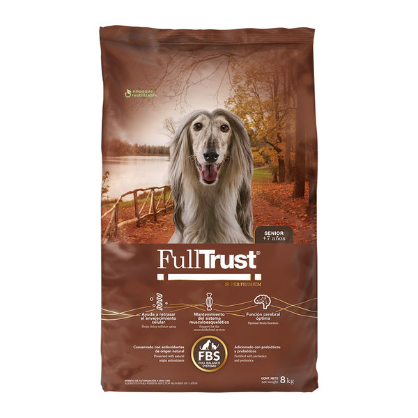 FullTrust Senior alimento seco para perro senior de 7 años en adelante, todas las razas, pollo, res y pavo, 8 kg
