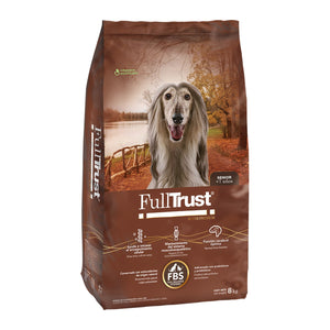 FullTrust Senior alimento seco para perro senior de 7 años en adelante, todas las razas, pollo, res y pavo, 8 kg, vista lateral
