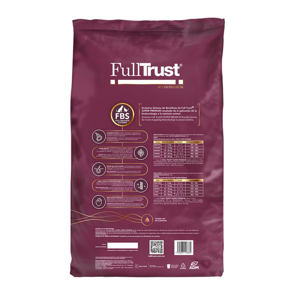 FullTrust Adulto Cordero alimento seco para perro adulto de todas las razas, cordero, avena y arroz, reverso con ingredientes y guía