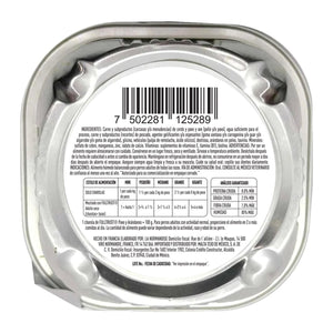 FullTrust alimento húmedo paté para perro adulto, pavo y arándanos, 100 g, reverso con ingredientes y guía