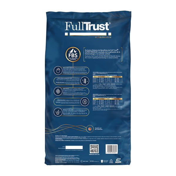 FullTrust Adulto alimento seco para perro adulto de razas medianas a gigantes, pollo y res, reverso con ingredientes y guía