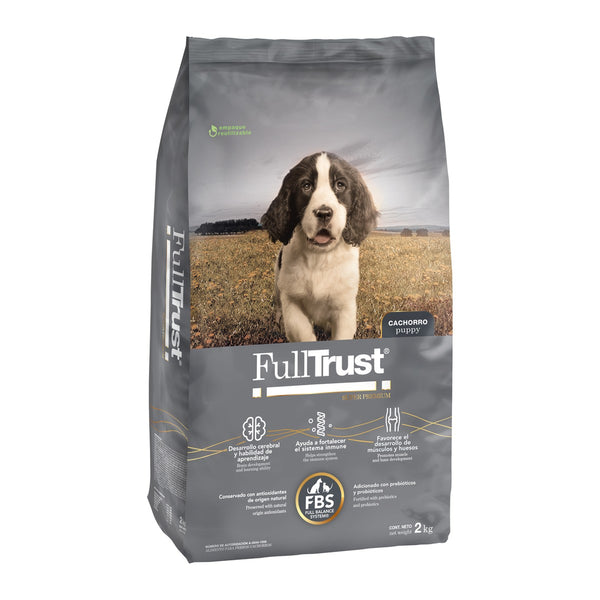 FullTrust Cachorro alimento seco para perro cachorro de razas medianas a gigantes, pollo y res, vista lateral